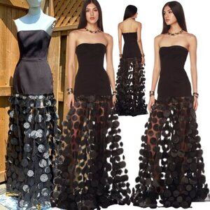 🆕 BRONX & BANCO 🧿 NWOT Harper Strapless Black Gown, Sz S US 4